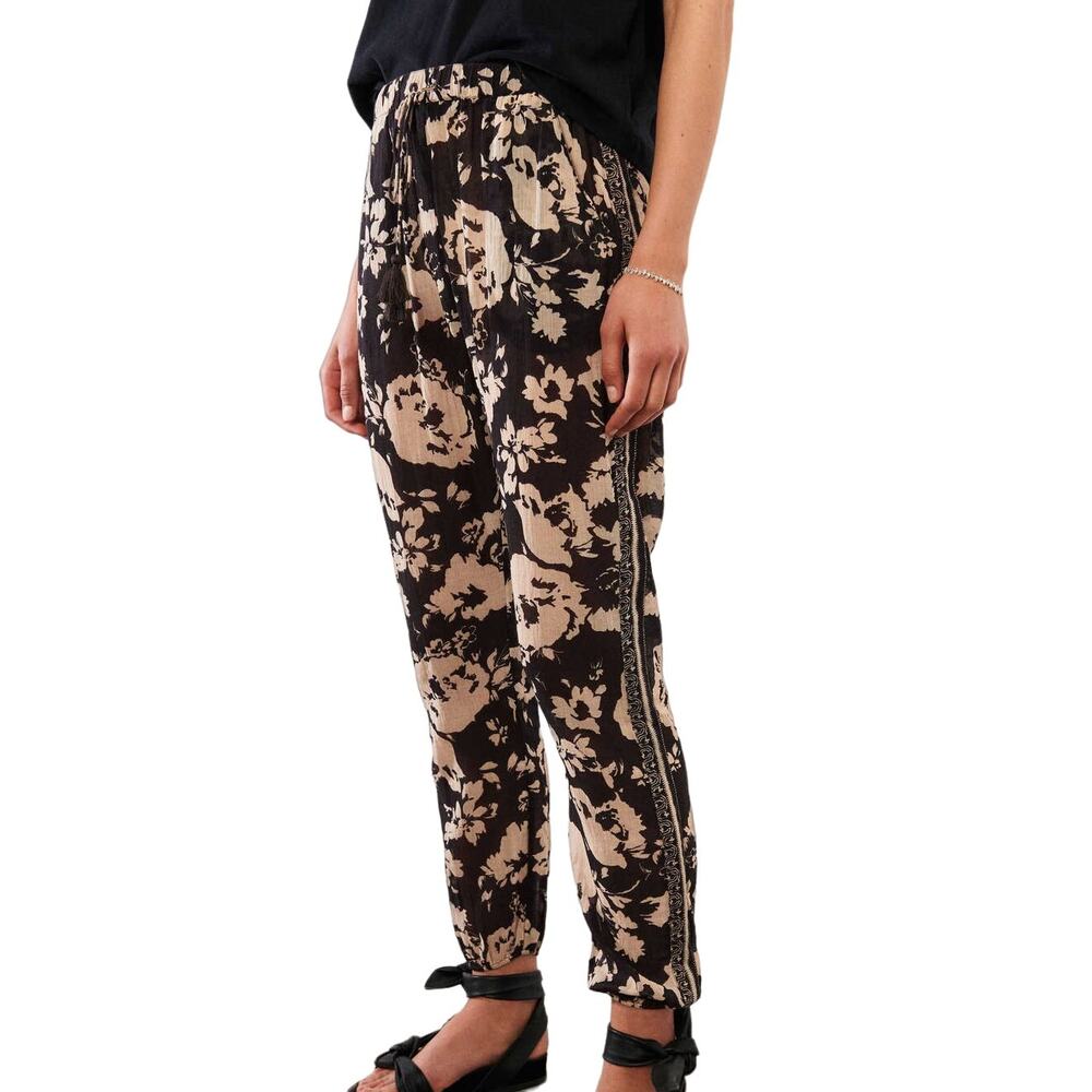 ba&sh NWT Dyno Printed Pants 100% Cotton Carbon Floral Print Size S Pull-On